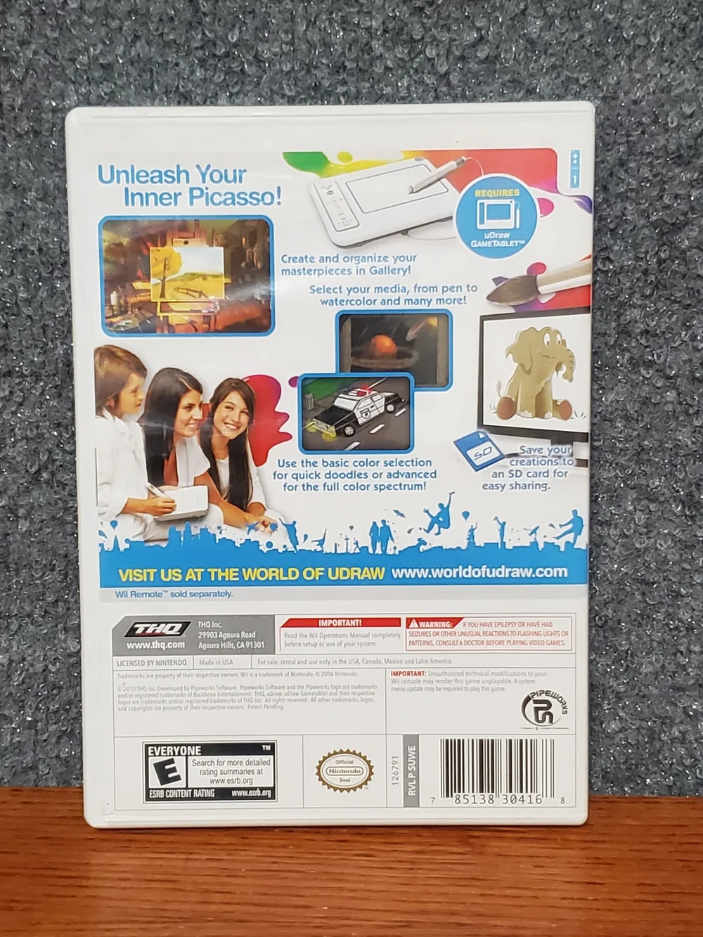 Nintendo Wii uDraw Studio (Wii, 2010) Video Game Only Complete Kids Game Night